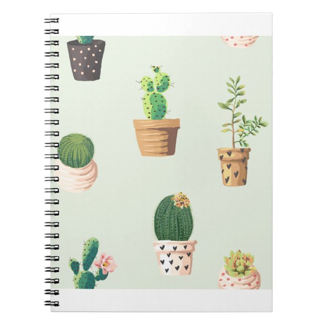 Cactus Pflanze Pots Blume Muster Niedlich Notizblock (Vorderseite)