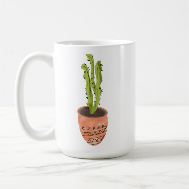 Cactus Pflanze Terracotta Handgezeichnet Kaffeetasse (Links)