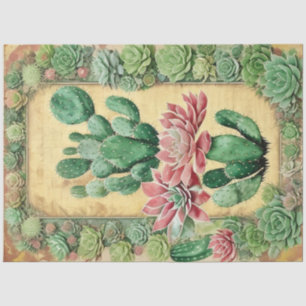 Cactus Pink Blume Ephemera Collage Art Nr. 6 Seidenpapier
