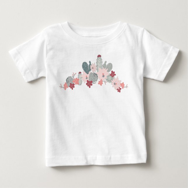 Cactus Pink Mint Succulents Desert Pflanze Motif Baby T-shirt (Vorderseite)