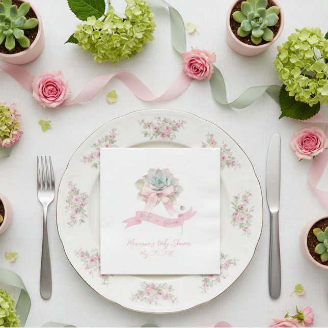 Cactus Pink Ribbon Baby Dusche Napkins Serviette (Von Creator hochgeladen)