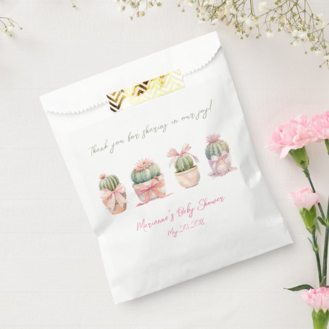 Cactus Pink Ribbon Baby Girl Duwer Vielen Dank Geschenktütchen (Versiegelt)