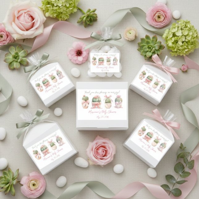 Cactus Pink Ribbon Baby Girl Duwer Vielen Dank Rechteckiger Aufkleber (Von Creator hochgeladen)