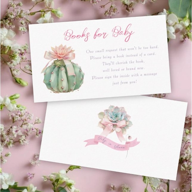 Cactus Pink Ribbon Baby Girl Shower Buchanfrage Begleitkarte (Von Creator hochgeladen)