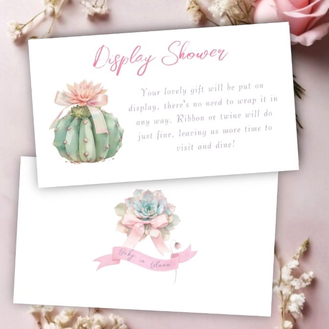 Cactus Pink Ribbon Baby Girl Shower Dusche Begleitkarte (Von Creator hochgeladen)