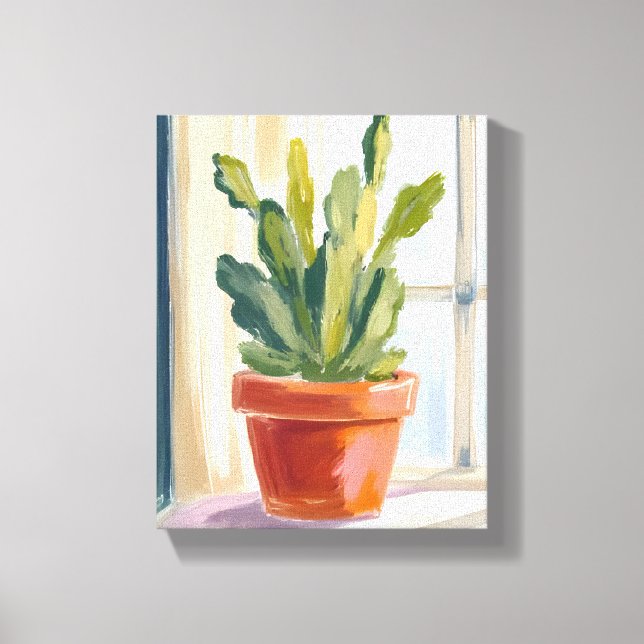Cactus Plant | Green Botanical Watercolor Leinwanddruck (Vorderseite)