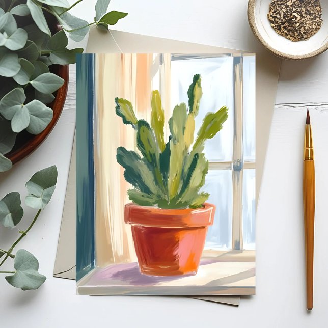Cactus Plant | Green Botanical Watercolor Postkarte (Von Creator hochgeladen)