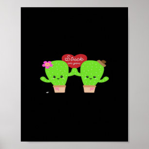 Cactus Plant Stuck On You Paare Herzliches Design Poster