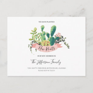 Cactus Planted New Roots Moved Moving Ankündigungspostkarte