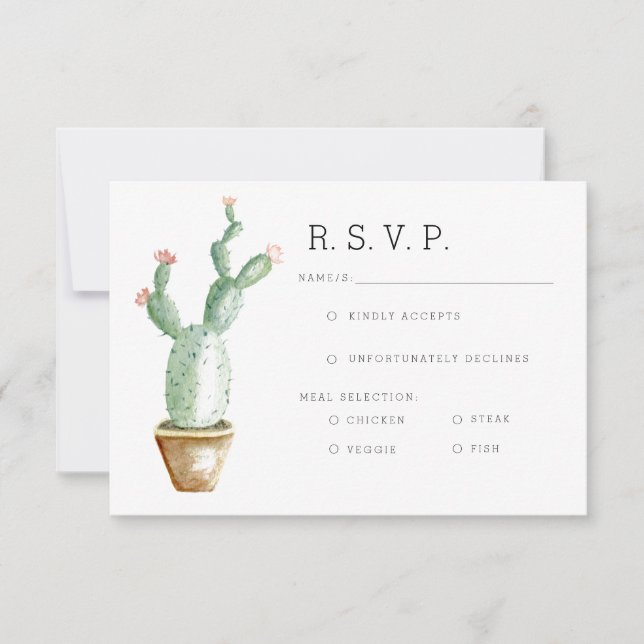 Cactus Planter | UAWG Aquarell RSVP Karte (Vorderseite)