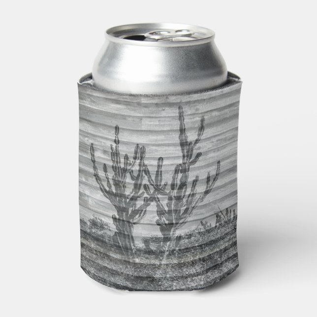 Cactus Plants On Wood Planks Black And White Photo Dosenkühler (Kanne Vorderseite)