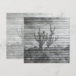 Cactus Plants On Wood Planks Black And White Photo Karte