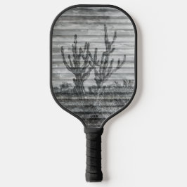 Cactus Plants On Wood Planks Black And White Photo Pickleball Schläger