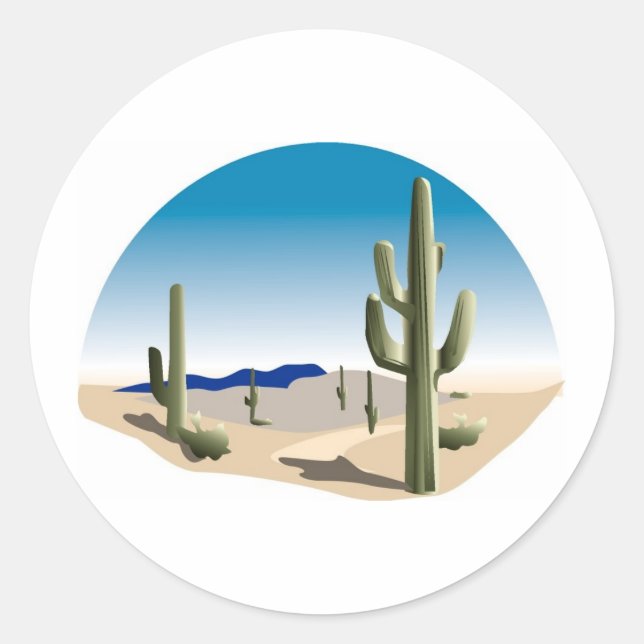 Cactus Prairie Scene Runder Aufkleber (Vorderseite)