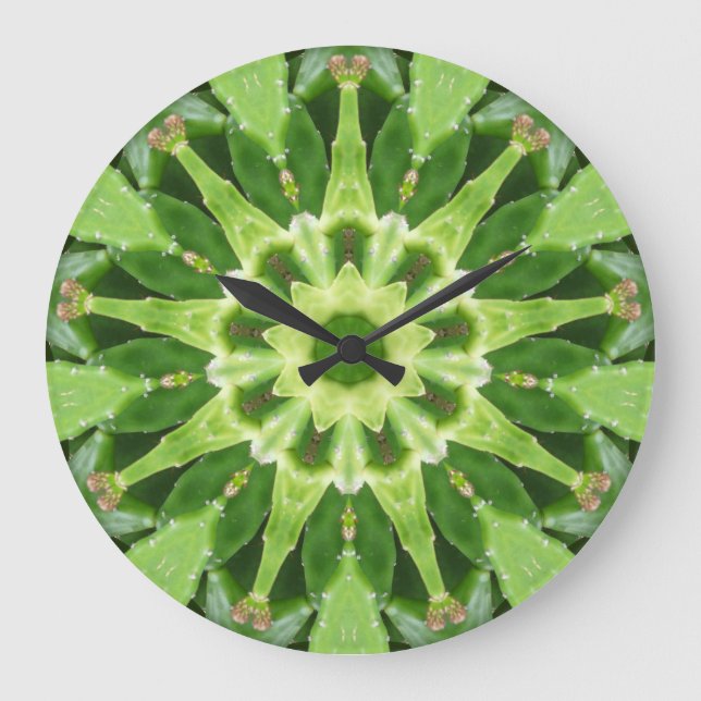 Cactus Prickle Frenzy Fraktal Große Wanduhr (Vorderseite)