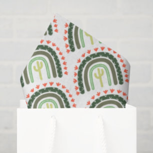 Cactus Rainbow Orange Green Modern Seidenpapier