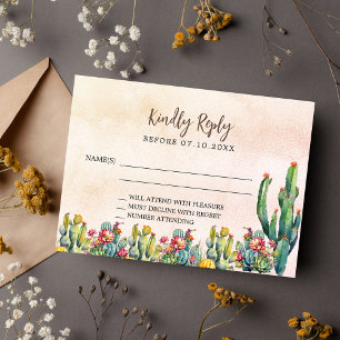 Cactus Rose gold rustikale Hochzeitsreaktion UAWG Mitteilungskarte