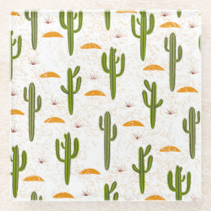 Cactus Sand: Mexikanischer Stil Nahtlos. Glasuntersetzer