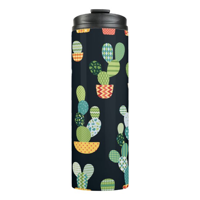 Cactus seamless pattern in patchwork style with pl thermosbecher (Vorderseite)
