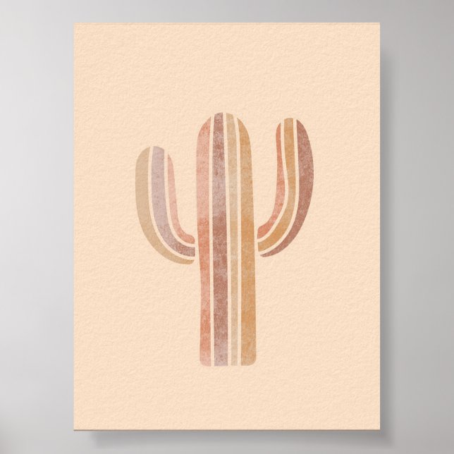 Cactus Simple Boho Drawings Boho Chic Ästhetik Bo Poster (Vorne)
