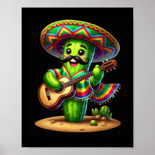 Cactus Sombrero Guitar Cinco De Mayo Boys Kinder M Poster