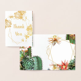 Cactus succulent Coral Green Real Gold-Folie Folienkarte
