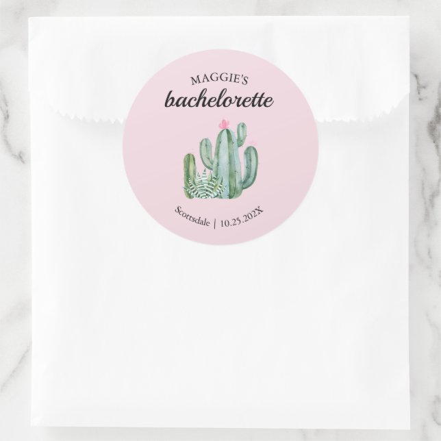 Cactus succulent Desert Bachelorette Gevor Runder Aufkleber (Tasche)