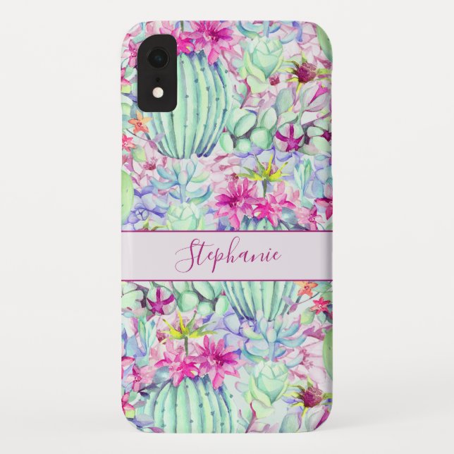 Cactus succulent floral Foliage Personalisiert Case-Mate iPhone Hülle (Rückseite)