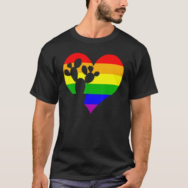 Cactus succulent Gay Pride Lgbt Day Rainbow Pflanz T-Shirt (Vorderseite)