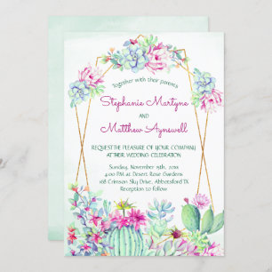 Cactus succulent Geometric Botanical Wedding Einladung