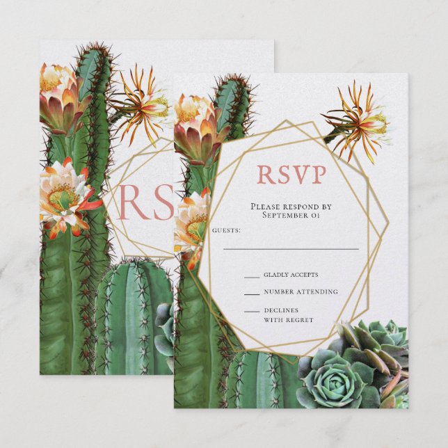 Cactus succulent Greenerity Wedding RSVP Einladung (Vorne/Hinten)