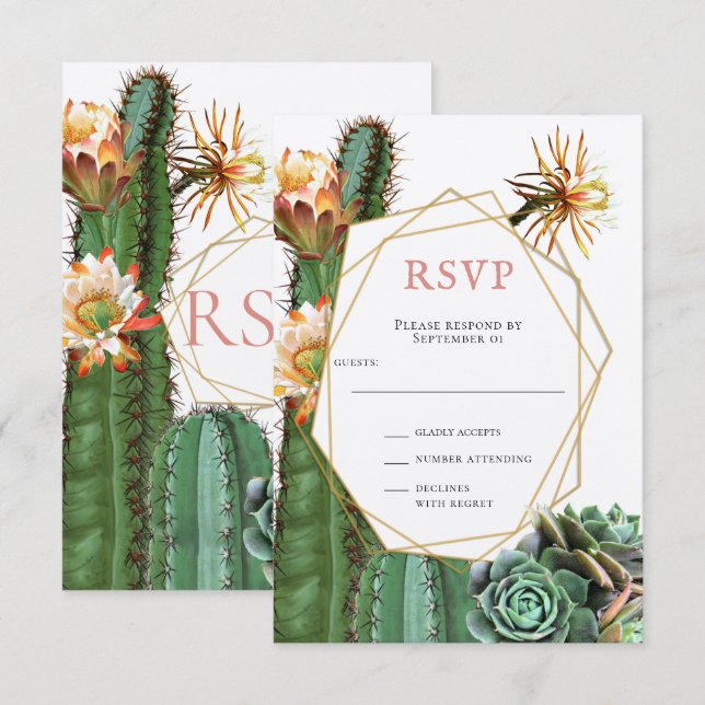 Cactus succulent Greenerity Wedding RSVP Einladung (Vorne/Hinten)