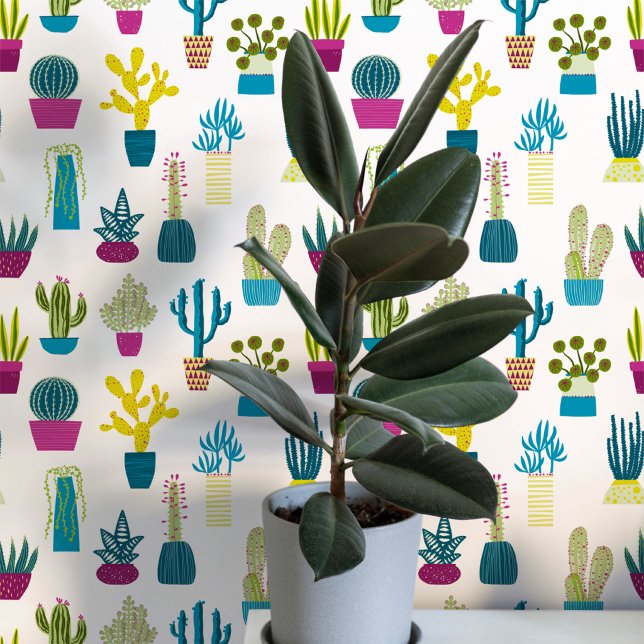 Cactus Succulent House Pflanze Art Tapete (Cactus succulent houseplant art wallpaper)