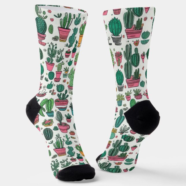 Cactus Succulent Pattern Socken (Gewinkelt)