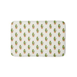 Cactus & Succulent Polk Dot Pattern Badematte