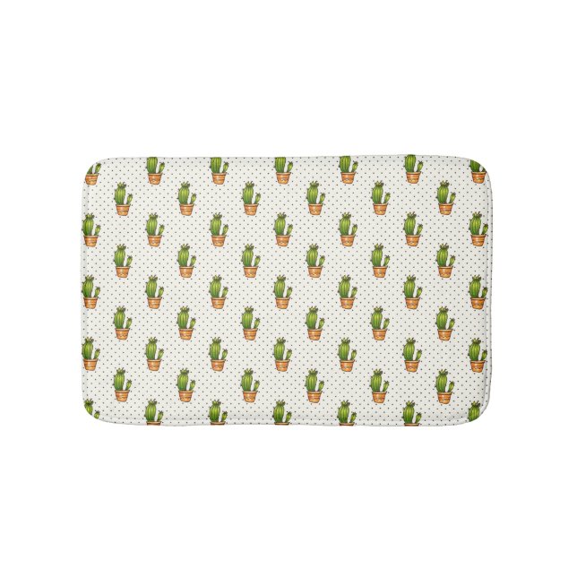 Cactus & Succulent Polk Dot Pattern Badematte (Vorderseite)