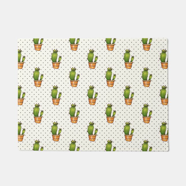 Cactus & Succulent Polk Dot Pattern Fußmatte (Vorderseite)