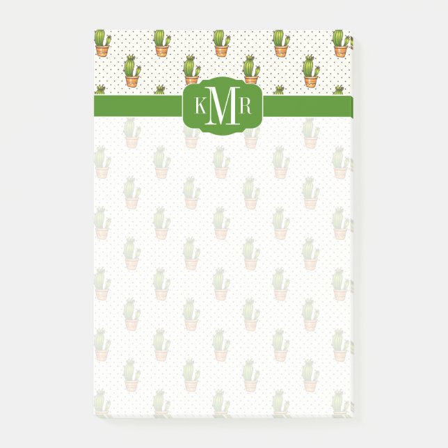 Cactus & Succulent Polk Dot Pattern Post-it Klebezettel (Vorderseite)