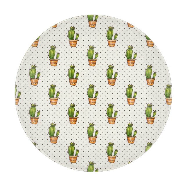 Cactus & Succulent Polk Dot Pattern Schneidebrett (Vorderseite)