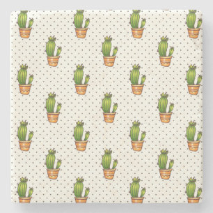 Cactus & Succulent Polk Dot Pattern Steinuntersetzer