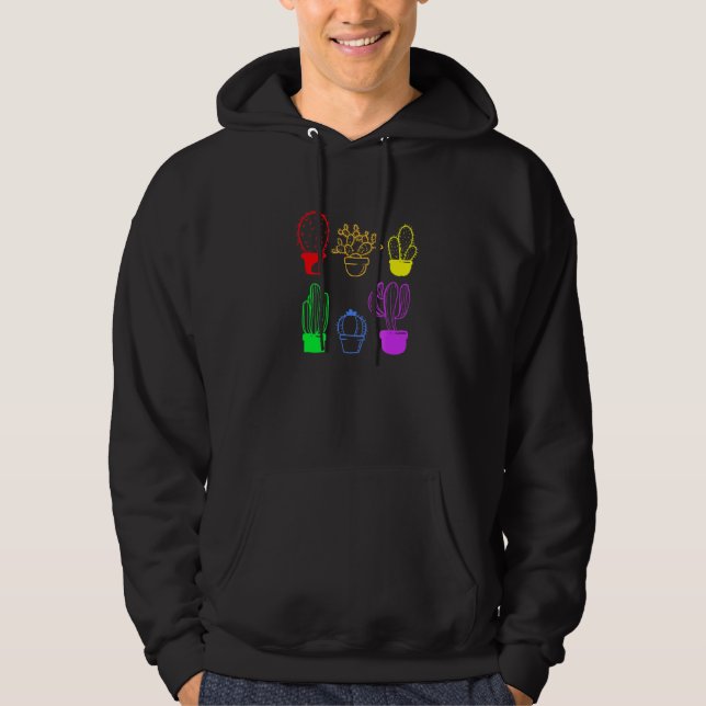 Cactus succulent Pride Rainbow Pflanze Subtle Lgbt Hoodie (Vorderseite)