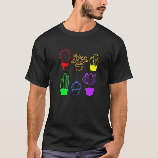 Cactus succulent Pride Rainbow Pflanze Subtle Lgbt T-Shirt (Vorderseite)