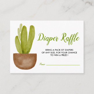 Cactus succulent Terracotta Pot Baby Diaper Raffle Begleitkarte