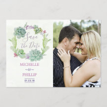 Cactus succulent Wedding Save the Date
