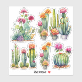 Cactus succulents botanische Aquarellmalerei Aufkleber