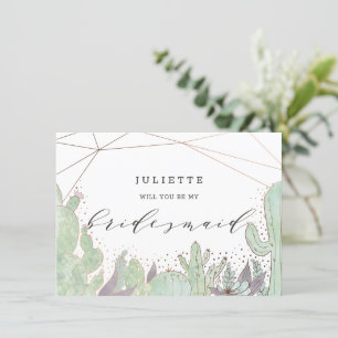 Cactus & Succulents Chic Bridesmaid Vorschlag Card