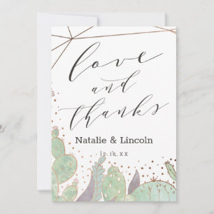 Cactus & Succulents Geo Wedding Liebe und vielen D Dankeskarte