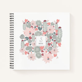 Cactus succulents Pink Green Pattern Personalisier Notizbuch