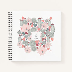 Cactus succulents Pink Green Pattern Personalisier Notizbuch