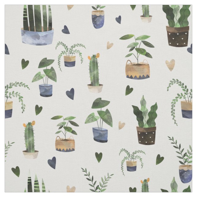 Cactus succulents & Potted Pflanze Boho Pattern Stoff (Muster)